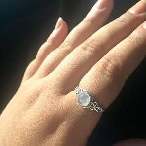 Rainbow Moonstone 925 Sterling Silver Statement Ring, US Size 8