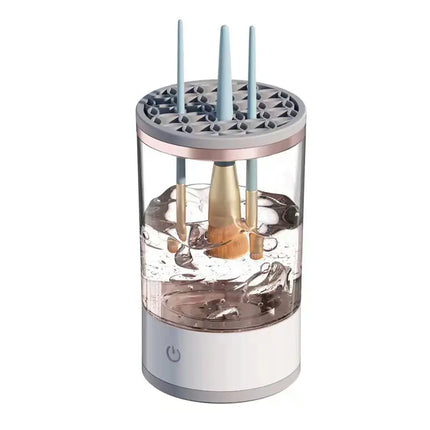 Electric makeup brush cleaner kit with bowl and USB charging base