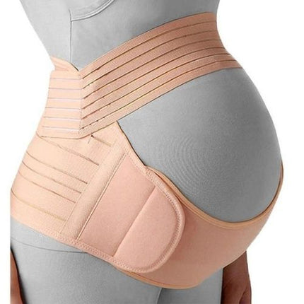 Pregnant belly band stretchy wrap supporting growing abdomen in second and third trimester