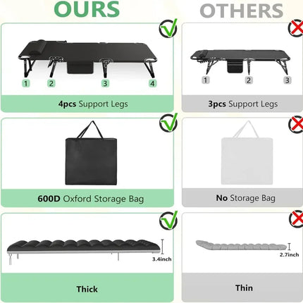 3 in 1 folding camping bed compact fold configuration for easy transport and storage