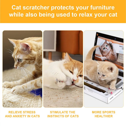 Cat Scratching Board Laptop - cat using laptop-shaped scratching board
