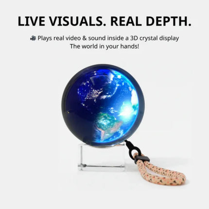 Customizable Video Crystal Sphere illuminated with custom video playing
