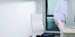 Orthopedic gel seat cushion demonstration showing pressure relief and comfort support