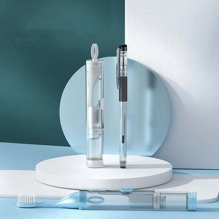 Portable 3 in 1 toothbrush disassembled components for easy cleaning and travel