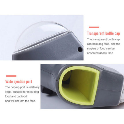 Dog Treat Launcher close-up view showing treat loading mechanism and design