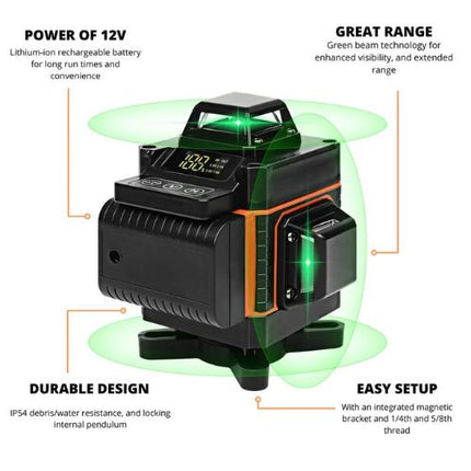 3D Laser Level compact design with 360-degree coverage for professional leveling tasks