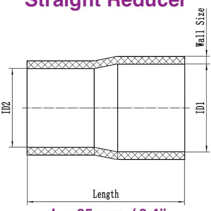 Automotive Silicone Reducer Hose Coupler, 1.75 in to 2.25 in ID, Black