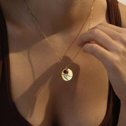 Personalized Name Necklace with Birthstone Gold Pendant