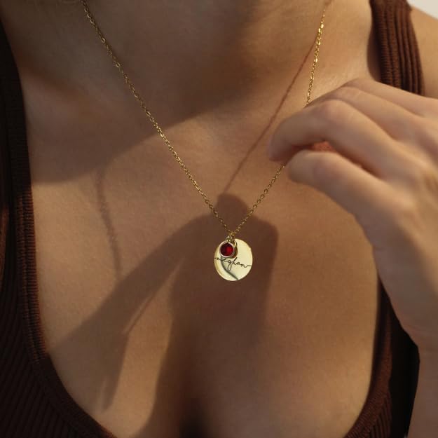 Personalized Name Necklace with Birthstone Gold Pendant