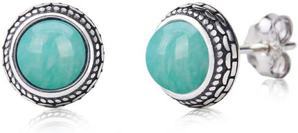 Aesthetic Crystal Birthstone Silver Stud Earrings