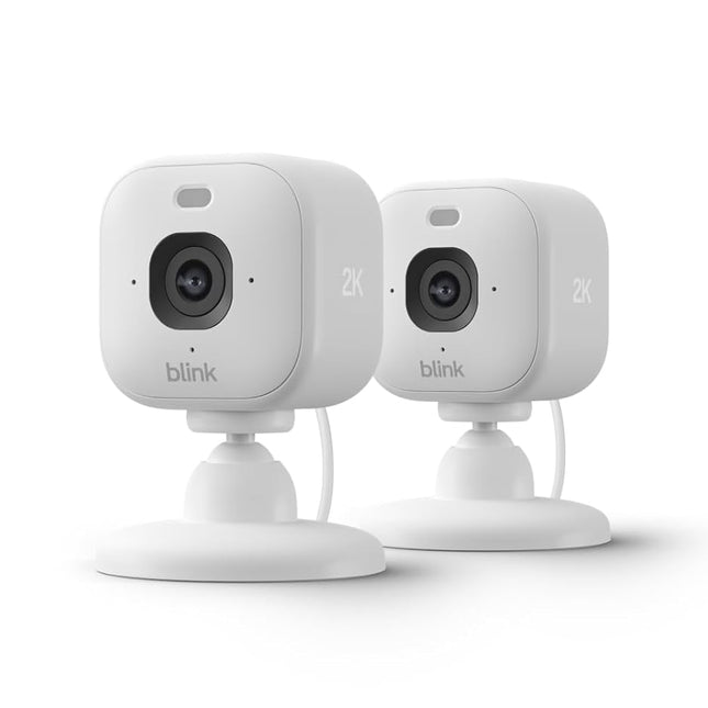 Mini 2K+ Plug-In Indoor Home & Pet Security Cameras, 2-Pack, White