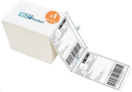 4 x 6 White Direct Thermal Shipping Labels, Fanfold, 500 Count