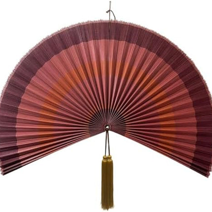 Large Green Bamboo-Style Folding Fan Wall Decor