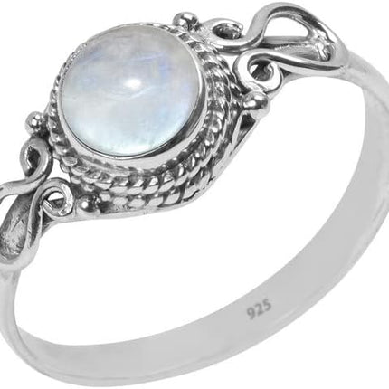 Rainbow Moonstone 925 Sterling Silver Statement Ring, US Size 8
