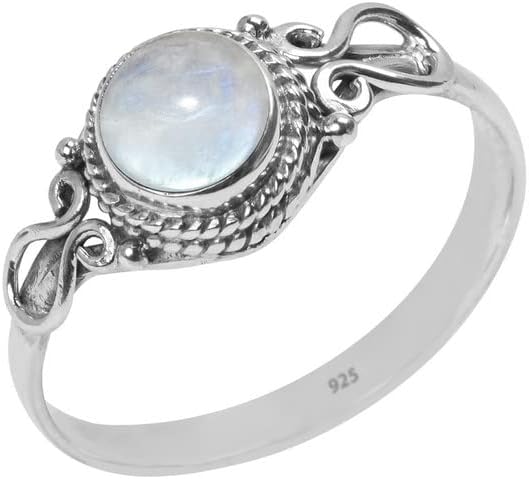 Rainbow Moonstone 925 Sterling Silver Statement Ring, US Size 8