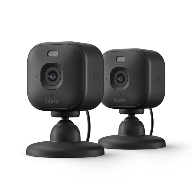 Mini 2K+ Plug-In Indoor Security Camera Set, 2 Black Cameras