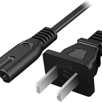 Black 2-Prong C8 AC Power Cord Replacement