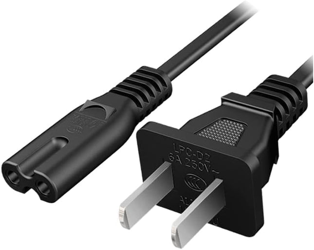 Black 2-Prong C8 AC Power Cord Replacement