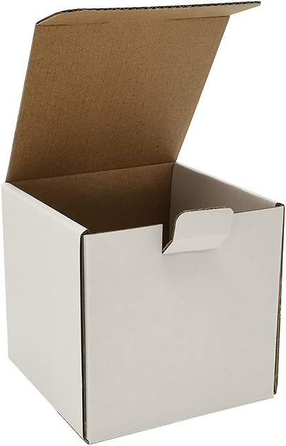 50 Pack 4x4x4'' Small White Corrugated Shipping Boxes