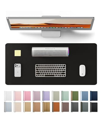 Black PU Leather Desk Pad Protector, 23.6 x 13.8 in.