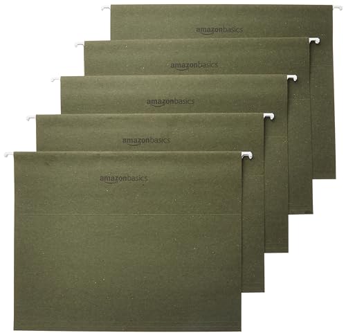 Hanging File Folders with Adjustable Tabs, Letter Size, Green, 25-Pack