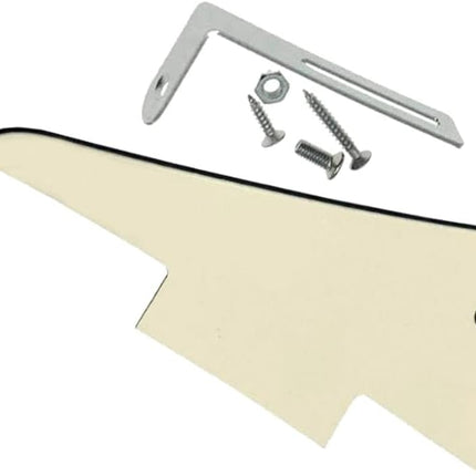 Aged White 3 Ply LP Guitar Pickguard with Chrome Bracket