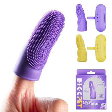 2-Pack Anti-Slip Silicone Dog Finger Toothbrush Set for Medium and Large Pets