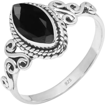 Black Tourmaline 925 Sterling Silver Statement Ring, US Size 6