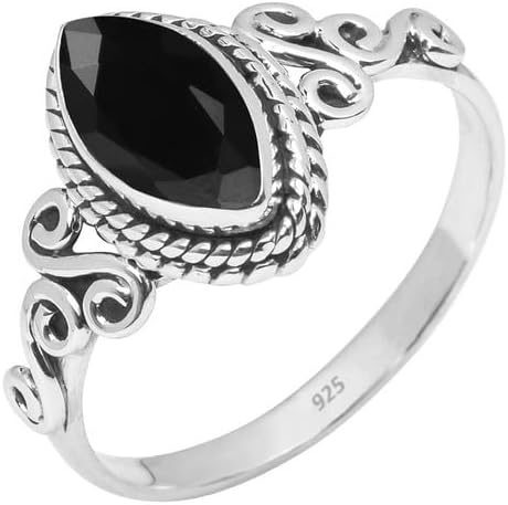 Black Tourmaline 925 Sterling Silver Statement Ring, US Size 6