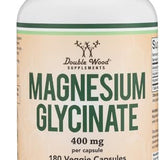 Double Wood Magnesium Glycinate 400mg — 180 Capsules, Sleep & Muscle Support, Vegan, Non-GMO