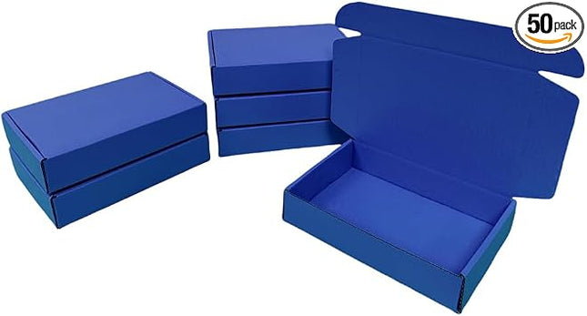 50 Pcs Industrial Blue Corrugated Cardboard Gift Boxes