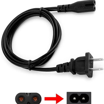 Black 2-Prong C8 AC Power Cord Replacement
