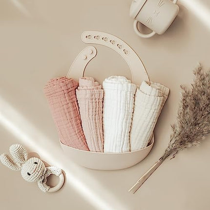 Konssy Baby Muslin Washcloths 7-Pack – 100% Cotton Soft & Absorbent Baby Bath Cloths