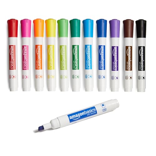 Low-Odor Chisel Tip Dry Erase Markers, Assorted Colors, 12-Pack