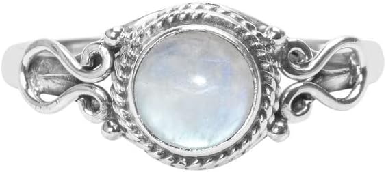 Rainbow Moonstone 925 Sterling Silver Statement Ring, US Size 8