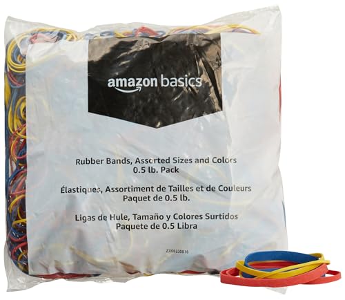 Assorted Size and Color Rubber Bands, 0.5 lb. Variety Assortment