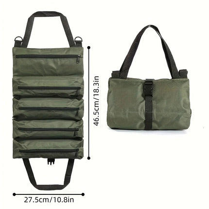 Heavy-Duty Roll-Up Tool Bag close-up of durable zipper and stitching