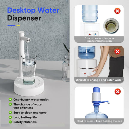 Automatic desktop water dispenser button and dispensing spout detail