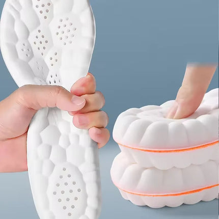 Close-up of shock absorbing shoe inserts foam layer and anti-fatigue cushioning material
