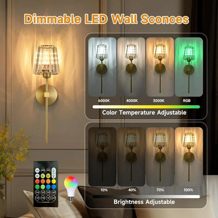 LED RGB Rechargeable Wall Lamp remote control color changing feature