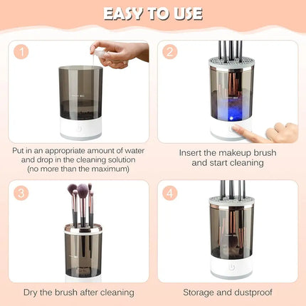 Automatic brush cleaner spinner collar sizes for different brush handles