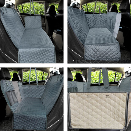 Dog car seat cover close-up showing durable quilted waterproof material