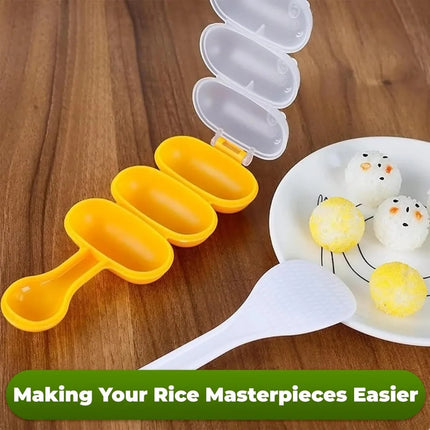 Rice ball maker mold set in use forming perfect onigiri shapes for bento