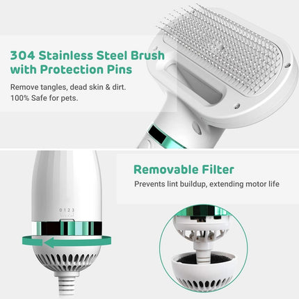 Close-up of pet drying brush bristles for gentle and efficient fur drying