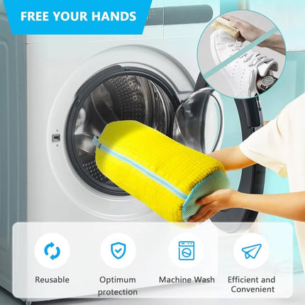 Durable shoe laundry bag protecting footwear in washing machine