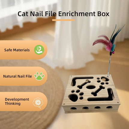 Cat Nail File Scratch Enrichment Puzzle Box Toy