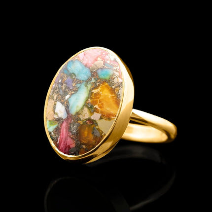 Natural Oval Crystal Ring, 24K Vermeil & 925 Silver