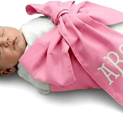 Personalized Newborn Swaddle Sash with Cotton Bow