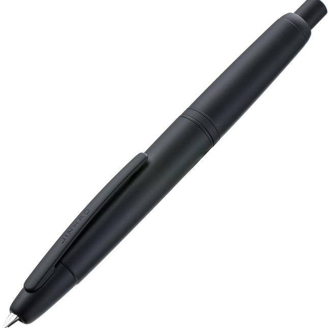 Matte Black Retractable Fine Nib Fountain Pen with Box and Converter Set, Clip Version