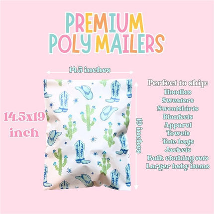 10x13 Western Cowboy Poly Mailer Bags, 25 Pack
